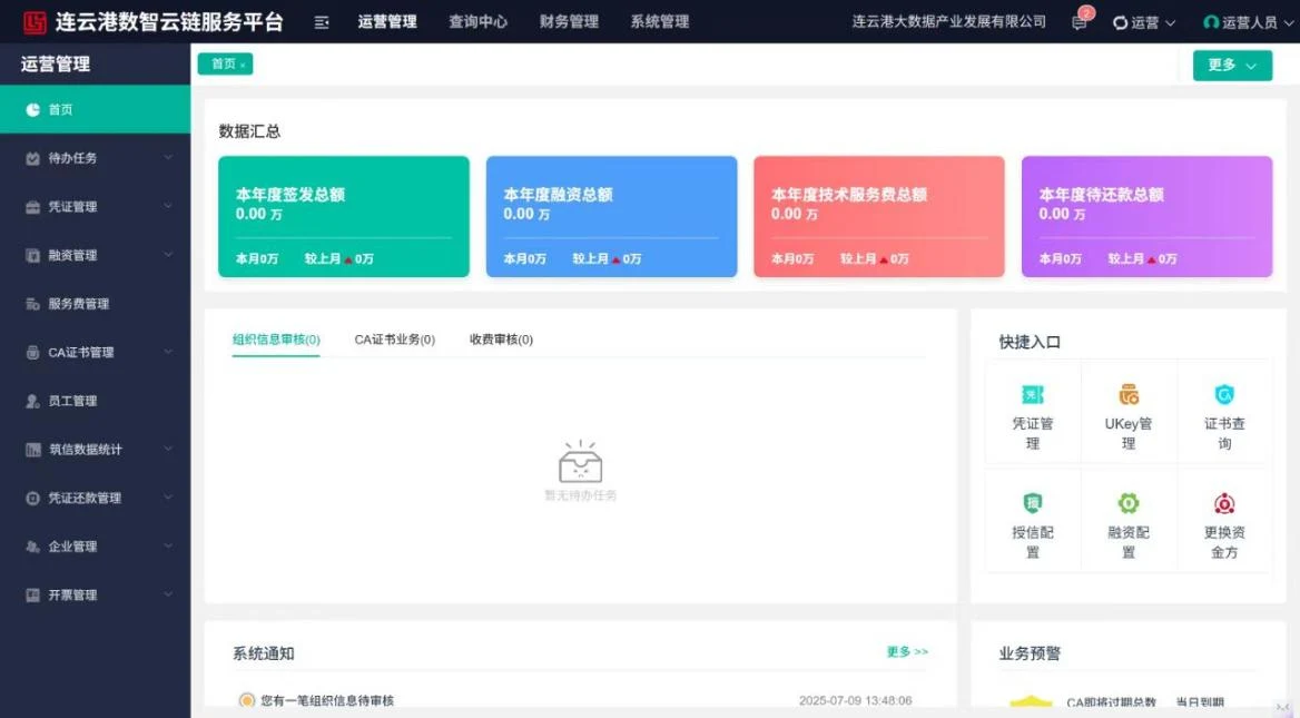 合作方案所附供应链金融服务平台业务界面示例